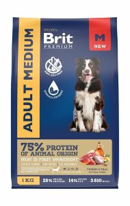 Brit - Сухой корм с индейкой и телятиной для взрослых собак средних пород