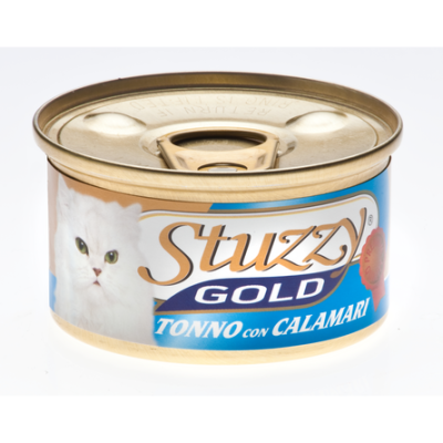 Stuzzy Gold - Кусочки в собственном соку для взрослых кошек с тунцом и кальмарами 85 гр
