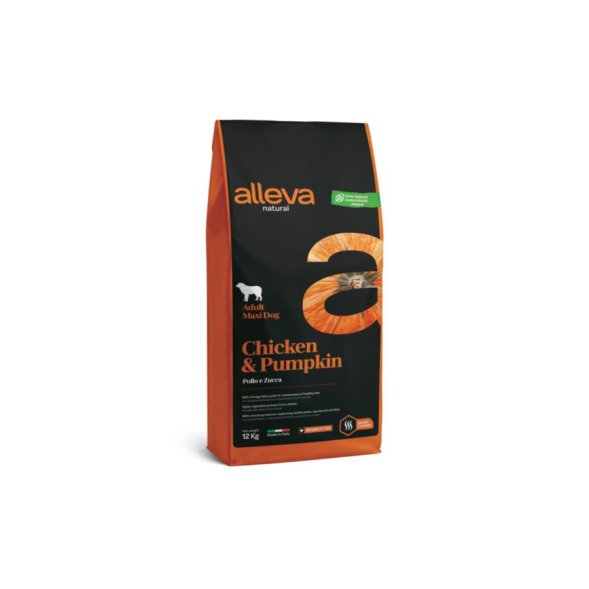 Alleva Natural - Сухой низкозерновой корм для взрослых собак крупных пород, Курица с Тыквой