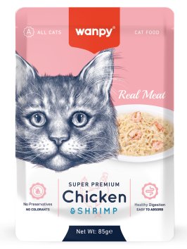 Wanpy Cat - Пауч для кошек из курицы и креветок 85 г