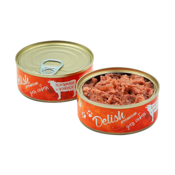 DELISH DOG - Консервы для взрослых собак с говядиной и ягненком, 100гр