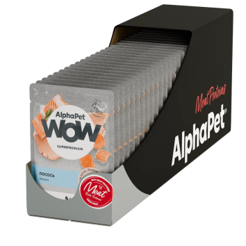 AlphaPet Wow СуперПремиум - Влажный полнорационный корм для котят, беременных и кормящих кошек, паштет с лососем, 85р