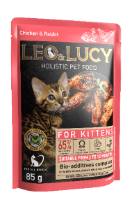 Leo & Lucy - Консервы для котят, Кусочки в соусе, Курица и Кролик, 85 гр
