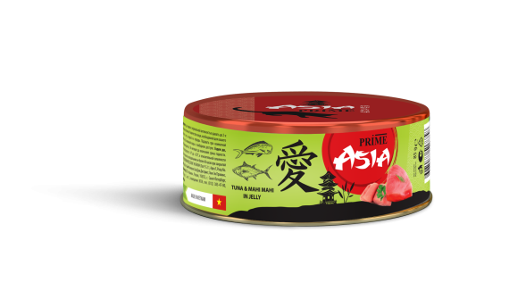 Prime Asia - Консервы для кошек, Тунец с Рыбой Махи-Махи, в желе, 85 гр