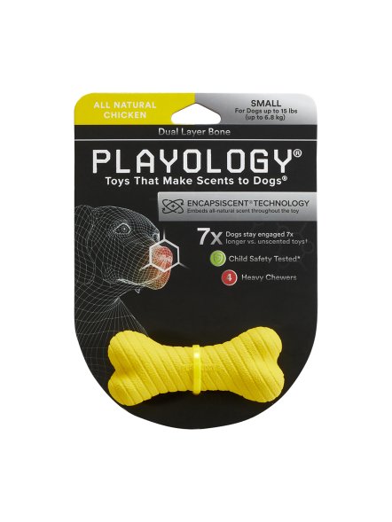 Playology - Двухслойная жевательная косточка DUAL LAYER BONE для собак мелких пород, с Ароматом Курицы