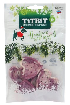 TiTBiT - Лакомства для собак, новогодняя коллекция, Мягкие снеки с кроликом и черникой 70гр