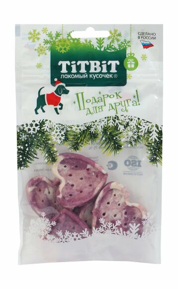 TiTBiT - Лакомства для собак, новогодняя коллекция, Мягкие снеки с кроликом и черникой 70гр