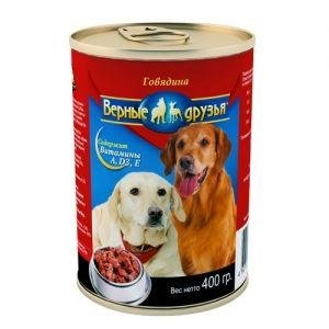 Верные друзья - консервы для собак с говядиной