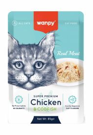 Wanpy Cat - Пауч для кошек из курицы и трески 85 г