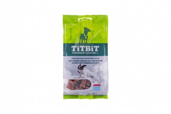 TitBit - Хрустящие подушечки с начинкой со вкусом говядины и сыра для маленьких пород 95гр