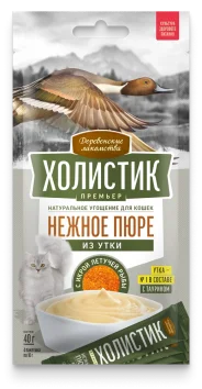 Деревенские Лакомства - Нежное пюре для кошек, из Утки, 4*10 гр