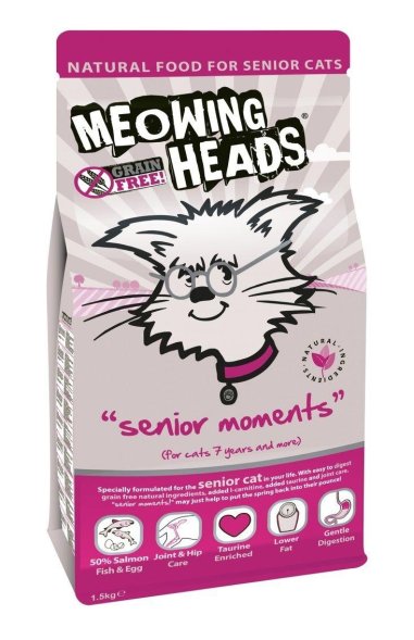 Meowing Heads - Сухой корм для кошек старше 7 лет с лососем и яйцом &amp;quot;Мудрые года&amp;quot;