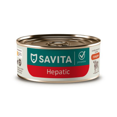 Savita Hepatic - консервы для собак с говядиной и курицей, Поддержание здоровья печени, профилактика, 100 гр