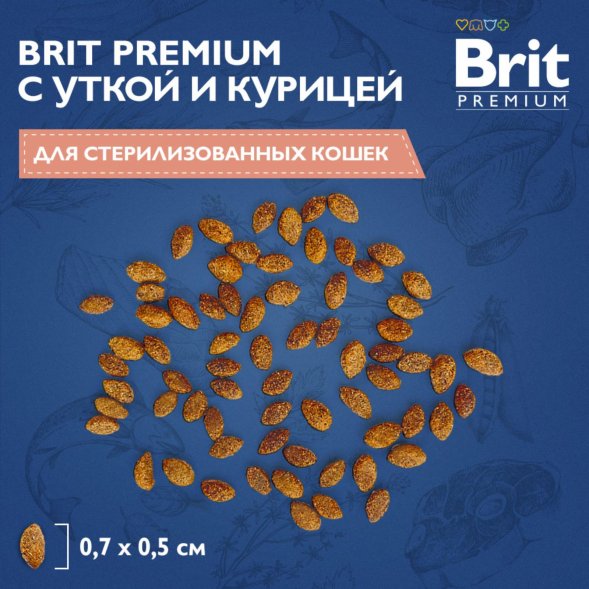 Brit - Сухой корм для взрослых стерилизованных кошек, с Лососем и Курицей