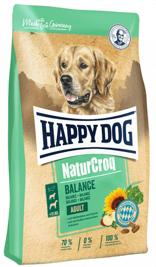 Happy Dog NaturCroq Balance - Сухой корм для взрослых собак всех пород, с Птицей, Рыбой, Шпинатом и Творогом