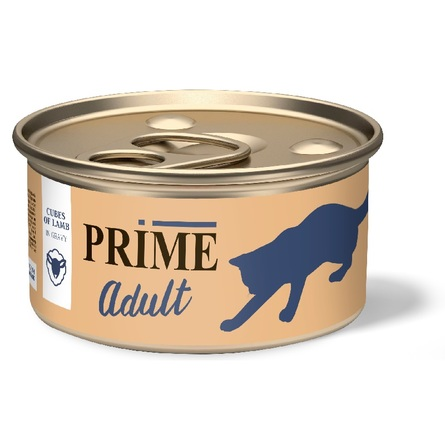 Prime Adult - Консервы для кошек, ягненок, кусочки в соусе, 75 гр