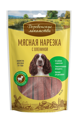 Деревенские лакомства - Лакомства для собак, Мясная нарезка с Олениной, 90 гр