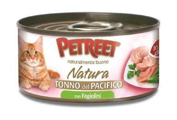 Petreet - Консервы для кошек кусочки тихоокеанского тунца с зеленой фасолью в рыбном бульоне 70 г