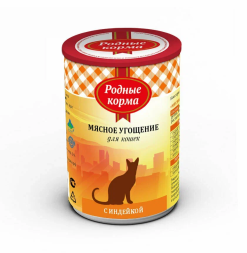 Родные Корма - Консервы мясное угощение для кошек с индейкой, 340 г