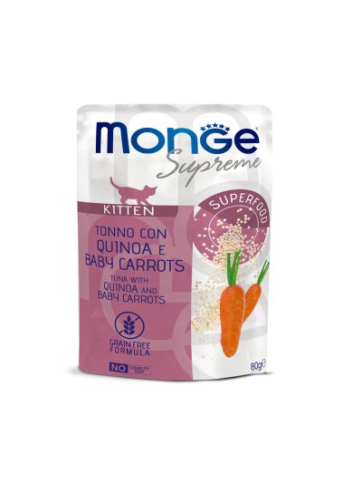 Monge Supreme- Консервы для котят из тунца с киноа и мини-морковью, паучи 80 г