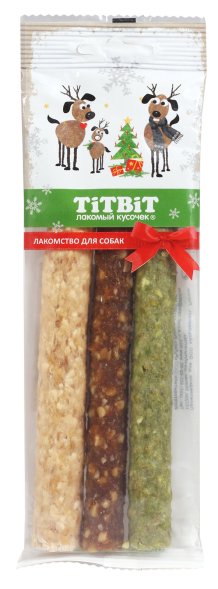 TiTBiT - Лакомства для собак, новогодняя коллекция, Палочки жевательные