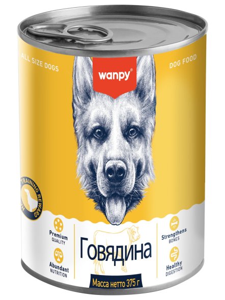 Wanpy Dog - Консервы для собак из говядины, 375 г