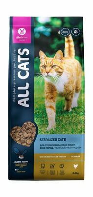 All Cats - сухой корм для стерилизованных кошек с курицей 