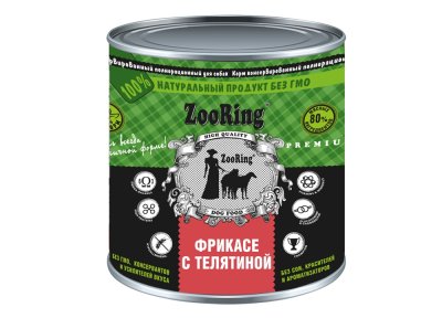 ZooRing - Паштет для собак, фрикасе с телятиной, 850 г ZooRing - Паштет для собак, фрикасе с телятиной, 850 г