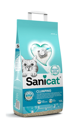 Sani Cat - Комкующийся антибактериальный наполнитель с активным кислородом и ароматом Марсельского Мыла, 13.9 кг