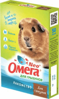 Омега NEO+ - Лакомство для грызунов с биотином, гранулы, 50 гр