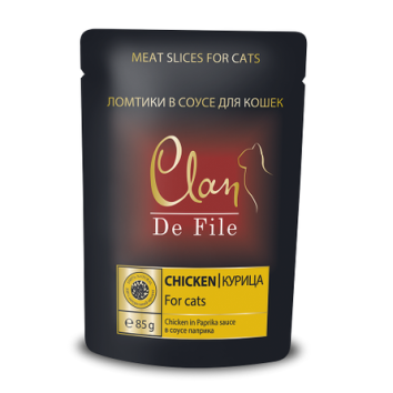 Clan De File - Паучи для кошек в соусе с курицей в соусе паприка 85 гр