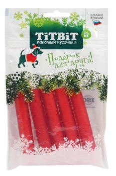 TiTBiT - Лакомства для собак, новогодняя коллекция, Палочки мармеладные 100гр