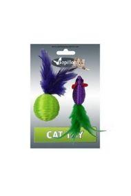 Papillon - Игрушка для кошек Мышка и мячик с перьями 5+4 см, нейлон