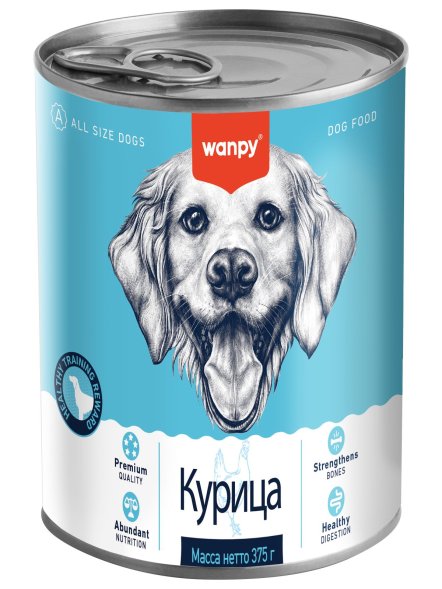 Wanpy Dog - Консервы для собак из курицы, 375 г