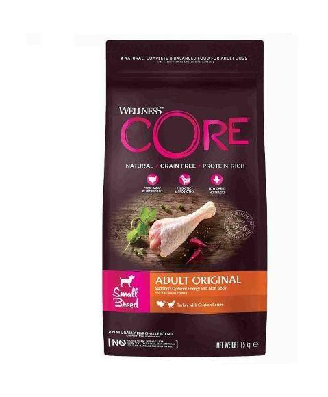 Wellness Core Adult Small - Корм для взрослых собак мелких пород, с индейкой и курицей 1,5 кг