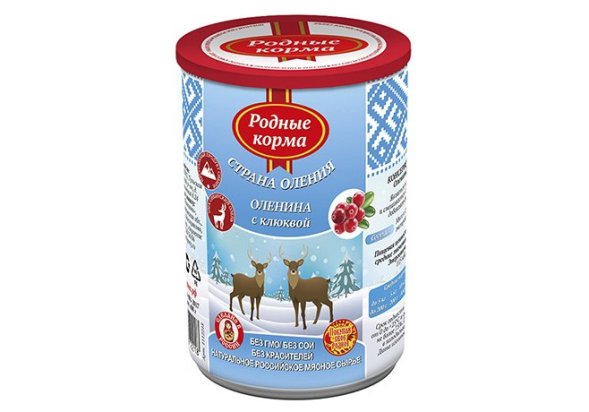 Родные Корма - Консервы для собак с олениной и клюквой