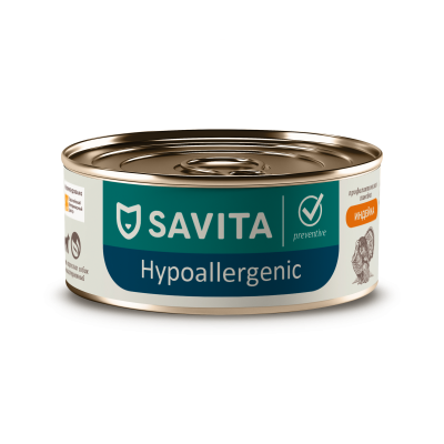 Savita Hypoallergenic - консервы для собак с индейкой, Гипоаллергенная формула, профилактика, 100 гр