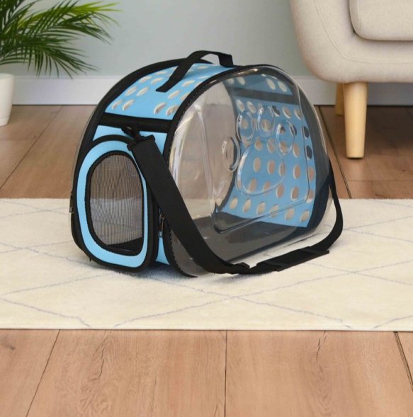 PetSHOP - Сумка-переноска для животных складная прозрачная, 45x25x33 см, черная