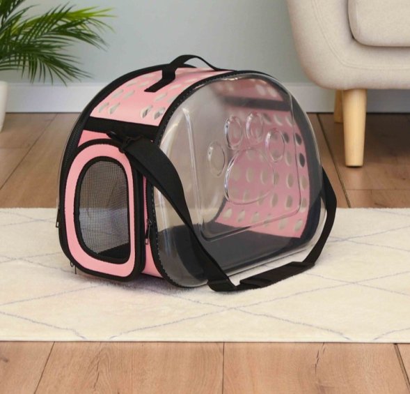 PetSHOP - Сумка-переноска для животных складная прозрачная, 45x25x33 см, черная
