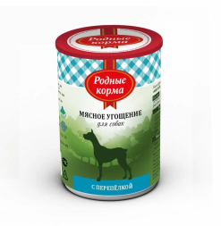 Родные Корма - Консервы мясное угощение для собак с перепелкой, 340 г