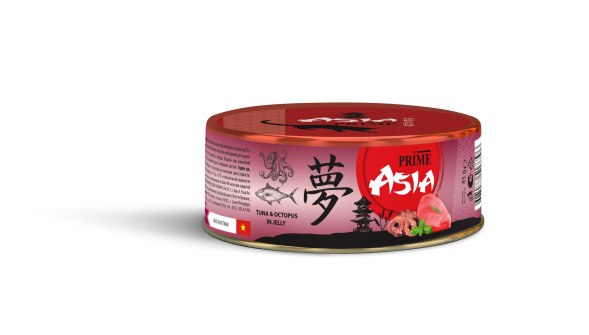 Prime Asia - Консервы для кошек, тунец с осьминогом в желе, 85 гр