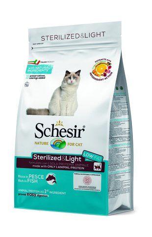 Schesir Sterilized & Light - Сухой корм для кастрированных кошек с рыбой