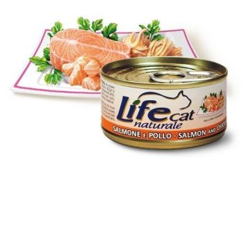 LifeCat - Salmon and Chicken- Консервы для Кошек с лососем и курицей в буольоне 70 гр