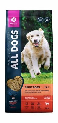  All Dogs - Сухой корм для взрослых собак с говядиной и овощами 2.2кг