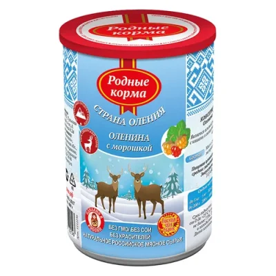 Родные Корма - Консервы для собак с олениной и морошкой
