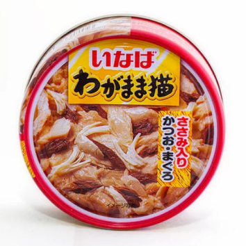INABA - консервы для кошек, японский тунец с парной курицей 115гр