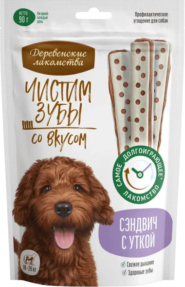 Деревенские Лакомства - Сэндвич для собак, с Уткой, 90 гр