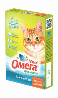 Омега NEO+ - Лакомство для кошек, Крепкое здоровье, с Морскими Водорослями, 90 таб.