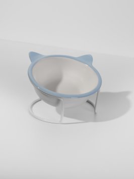 PetSHOP - Миска керамическая Мордочка кошки на подставке, 300 мл