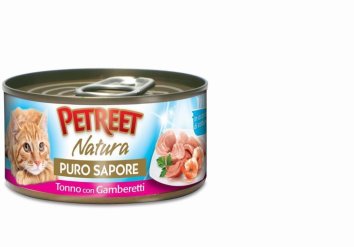 Petreet -  Консервы для кошек кусочки тунца с креветками в рыбном супе 70 г